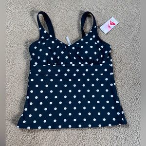 NWT Lands' End reversible tankini (polka dot/black) size 10